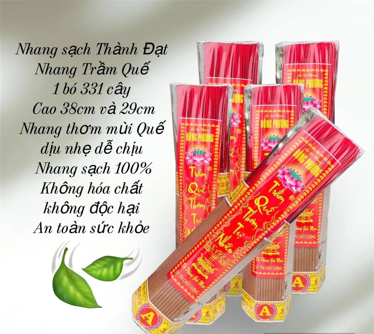 Nhang Quế 331 cây, mùi thơm dịu nhẹ, ít tàn ít khói, không hóa chất độc hại.