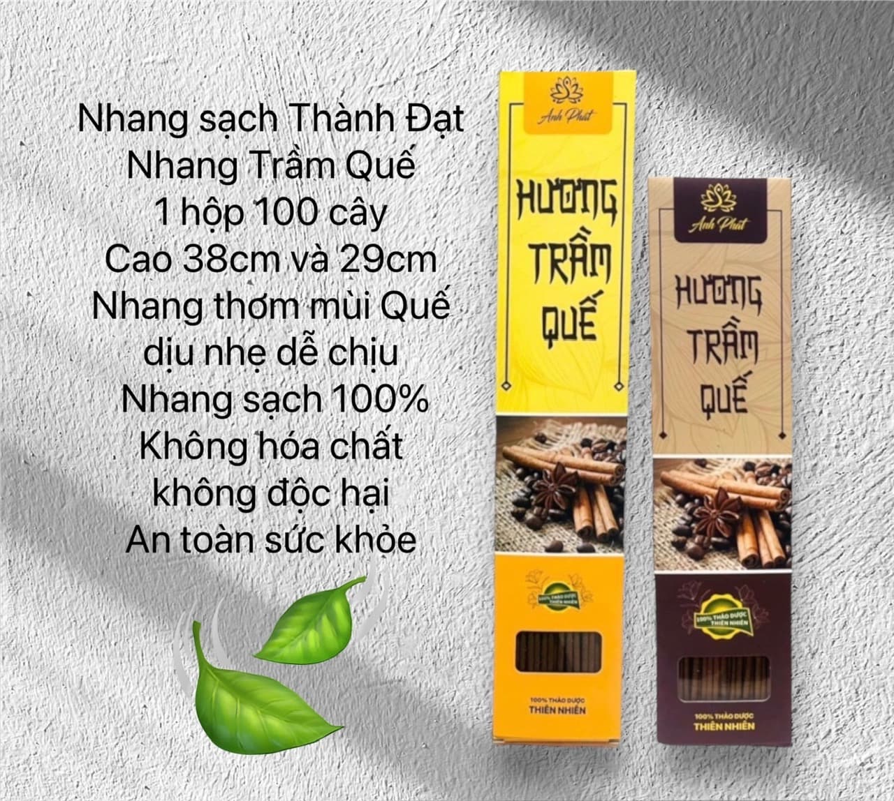 100 cây Nhang quế vỏ, mùi thơm đặc biệt, ít tàn ít khói, không hóa chất độc hại.